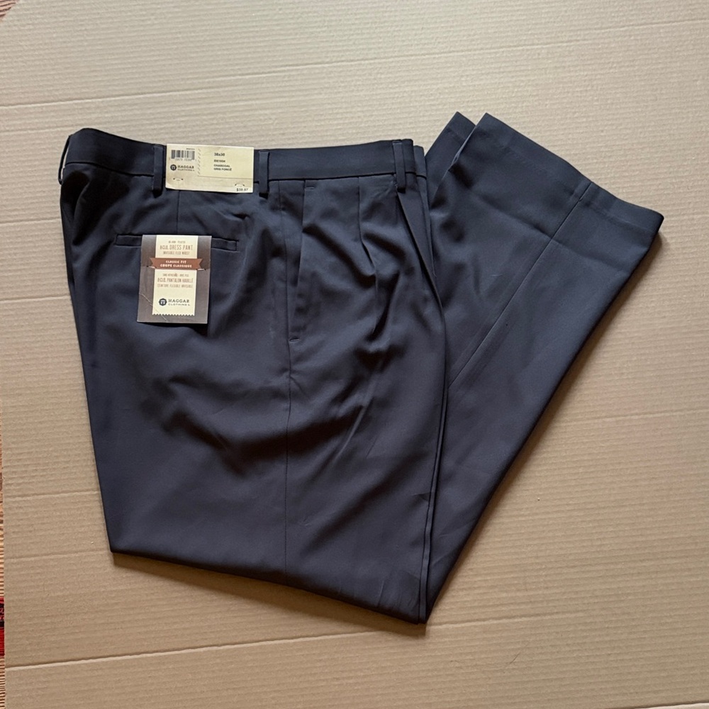 Haggar Classic Dress Pants greyish black- Lightweight Formal NWT